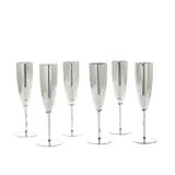 6 Pack | Silver 5oz Plastic Champagne Flutes, Disposable Glasses For Champagne