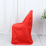 10 Pack Red Polyester Folding Chair Covers, Reusable Stain Resistant Slip On Chair Covers