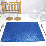 6 Pack | Royal Blue Sparkle Placemats, Non Slip Decorative Rectangle Glitter Table Mat