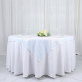 60x60inch Iridescent Blue Duchess Sequin Square Table Overlay, Table Linen Decor