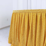 17ft Gold Metallic Shimmer Tinsel Spandex Pleated Table Skirt with Top Velcro Strip