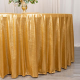 Gold Shimmer Sequin Dots Polyester Tablecloth, Wrinkle Free Sparkle Glitter Tablecover