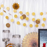 3 Pack | 7.5ft Gold Circle Dot Party Paper Garland Banner, Hanging Backdrop Streamer