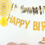 Gold Glittered Happy Birthday Paper Hanging Garland Banner Party Decor