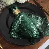 20x20Inch Hunter Emerald Green Premium Sequin Cloth Dinner Napkin | Reusable Linen