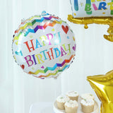 Happy Birthday Cake Mylar Foil Balloon Set, Round and Gold Star Balloon Bouquet With Ribbon