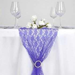 Elevate Your Event with the Royal Blue Floral Lace Table Runner