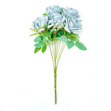 2 Bushes | 18inch Real Touch Dusty Blue Artificial Rose Flower Bouquet, Silk Long Stem Flower