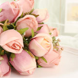 3 Pack | 13inch Dusty Rose Real Touch Silk Rose Bud Flower Bridal Bouquets