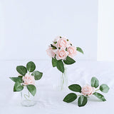 24 Roses | 2inch Rose Gold Blush Artificial Foam Flowers With Stem Wire and Leaves