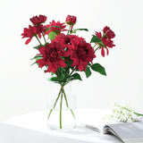 30" Tall Burgundy Artificial Dahlia Silk Flower Stems, Faux Floral Spray