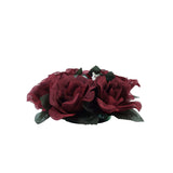 4 Pack | 3inches Burgundy Artificial Silk Rose Flower Candle Ring Wreaths