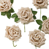 24 Roses | 5inch Champagne Artificial Foam Flowers With Stem Wire and Leaves