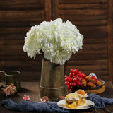 10 Flower Head & Stems | Cream Artificial Satin Hydrangeas, DIY Arrangement