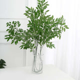 2 Bushes | 42inch Tall Light Green Artificial Silk Beech Leaf Branches, Faux Stem Vase Fillers
