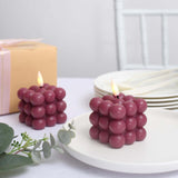 2 Pack | 2inch Burgundy Flameless Flickering LED Bubble Candles