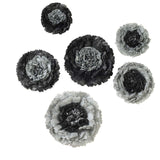 6 Multi Size Pack | Carnation Charcoal Grey Dual Tone 3D Wall Flowers Giant Tissue Paper Flowers - 12",16",20"