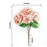 2 Bushes | 17inch Dusty Rose Artificial Silk Peony Flower Bouquets