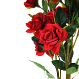 2 Stems | 38" Tall Artificial Red Rose Bouquet, Realistic Silk Flower Arrangements