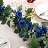 6ft | 20 Royal Blue Artificial Silk Roses Flower Garland, Hanging Vine