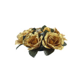 4 Pack | 3inch Gold Artificial Silk Rose Flower Candle Ring Wreaths