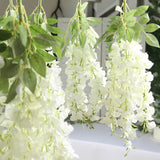 6 Pack Cream Silk Wisteria Vines Hanging Plants, Long Artificial Flowers Bushes