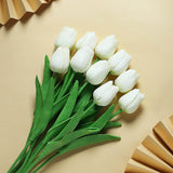 10 Stems | 13inch White Real Touch Artificial Foam Tulip Flower Bouquets