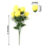 12 Bushes | Yellow Artificial Premium Silk Flower Rose Bud Bouquets