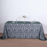 90x156inch Hunter Emerald Green Sequin Leaf Embroidered Tulle Rectangular Tablecloth