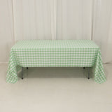 60"x126" White Sage Green Buffalo Plaid Rectangle Tablecloth, Checkered Polyester Tablecloth