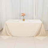 90x132inch Beige Premium Scuba Wrinkle Free Rectangular Tablecloth Seamless Polyester Tablecloth