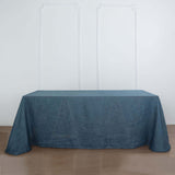 Faux Linen 90"x132" Rectangular Tablecloth Blue - Slubby Texture Wrinkle-Resistant Seamless Table Cover