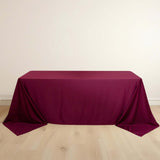 90x132inch Burgundy Premium Scuba Wrinkle Free Rectangular Tablecloth, Seamless Scuba Polyester