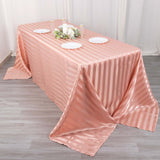 90x132inch Dusty Rose Satin Stripe Seamless Rectangular Tablecloth