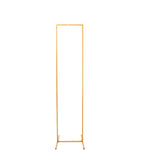 4.5ft Slim Gold Metal Frame Wedding Arch, Rectangular Backdrop Stand, Floral Display Frame