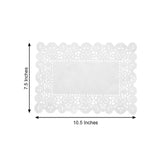 100 Pcs | 7inch x 10inch Rectangle White Lace Paper Doilies, Food Grade Paper Placemats