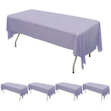 5 Pack Lavender Lilac Rectangle Plastic Table Covers, PVC Waterproof Disposable Tablecloths