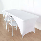 6ft White Open Back Stretch Spandex Table Cover, Rectangular Fitted Tablecloth