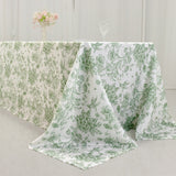 Polyester 90x156inch Rectangle Tablecloth White - Seamless Dusty Sage Green French Toile Pattern