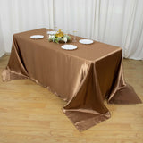 90x132inch Taupe Satin Seamless Rectangular Tablecloth