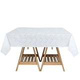 White Square Plastic Table Covers in Lace Design, PVC Waterproof