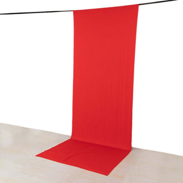 Red 4-Way Stretch Spandex Event Curtain Drapes, Wrinkle Free Backdrop Event Panel with Rod Pockets - 5ftx14ft