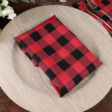 5 Pack | Black/Red Buffalo Plaid Cloth Dinner Napkins, Gingham Style | 15x15Inch