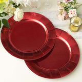 Red Disposable 13inch Charger Plates, Cardboard Serving Tray, Round with Leathery Texture