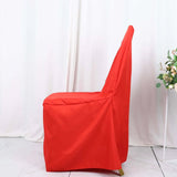 10 Pack Red Polyester Banquet Chair Covers, Reusable Stain Resistant Slip On Chair Covers