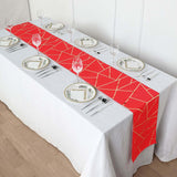 9ft Red With Gold Foil Geometric Pattern Table Runner