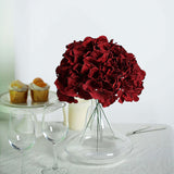 10 Flower Head & Stems | Burgundy Artificial Satin Hydrangeas, DIY Arrangement