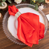 5 Pack Red Striped Satin Linen Napkins, Wrinkle-Free Reusable Wedding Napkins