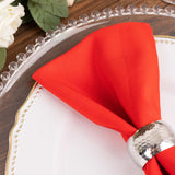 5 Pack Red Premium Polyester Dinner Napkins, Seamless Cloth Napkins