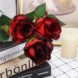 31inch | 24pcs Red, Black Tip Long Stem Artificial Silk Roses Flowers